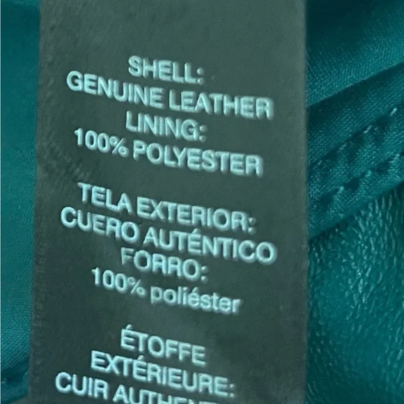 WHBM-Teal Leather Asymmetrical Jacket-size L - Picture 7 of 7